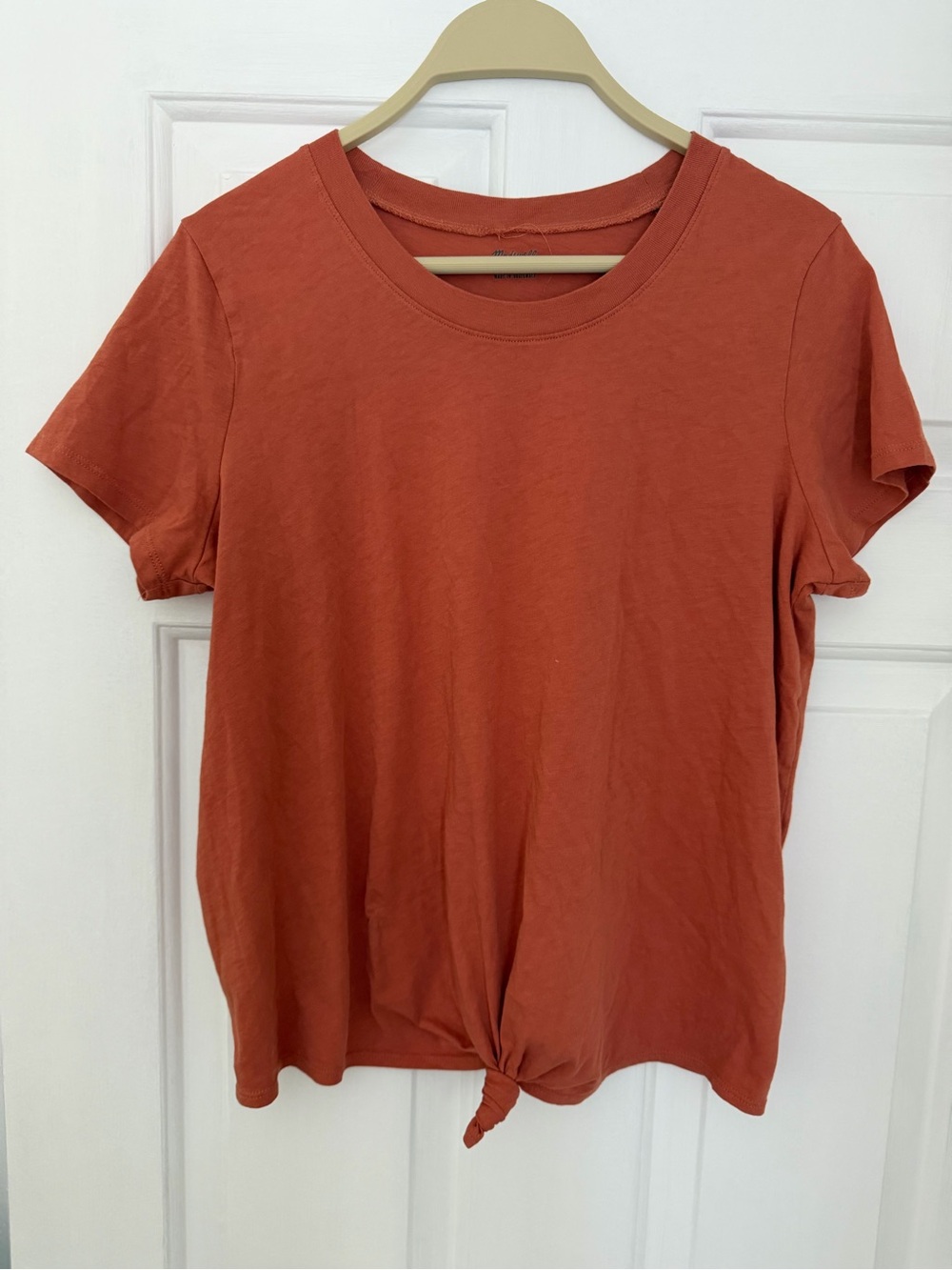 Madewell Short Sleeve Knot Front Tee - Rust Orange